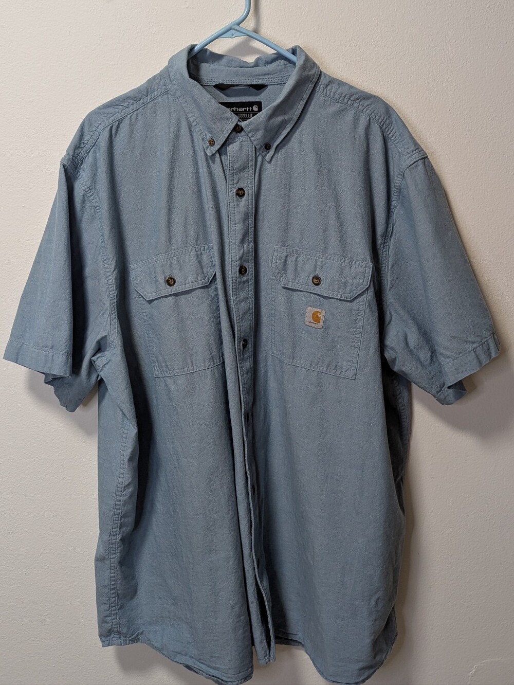 Carhartt Men’s Light Blue Short-Sleeve Button-Down Work Shirt